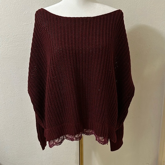 LA Hearts off shoulder sweater with lace bottom - Picture 1 of 2